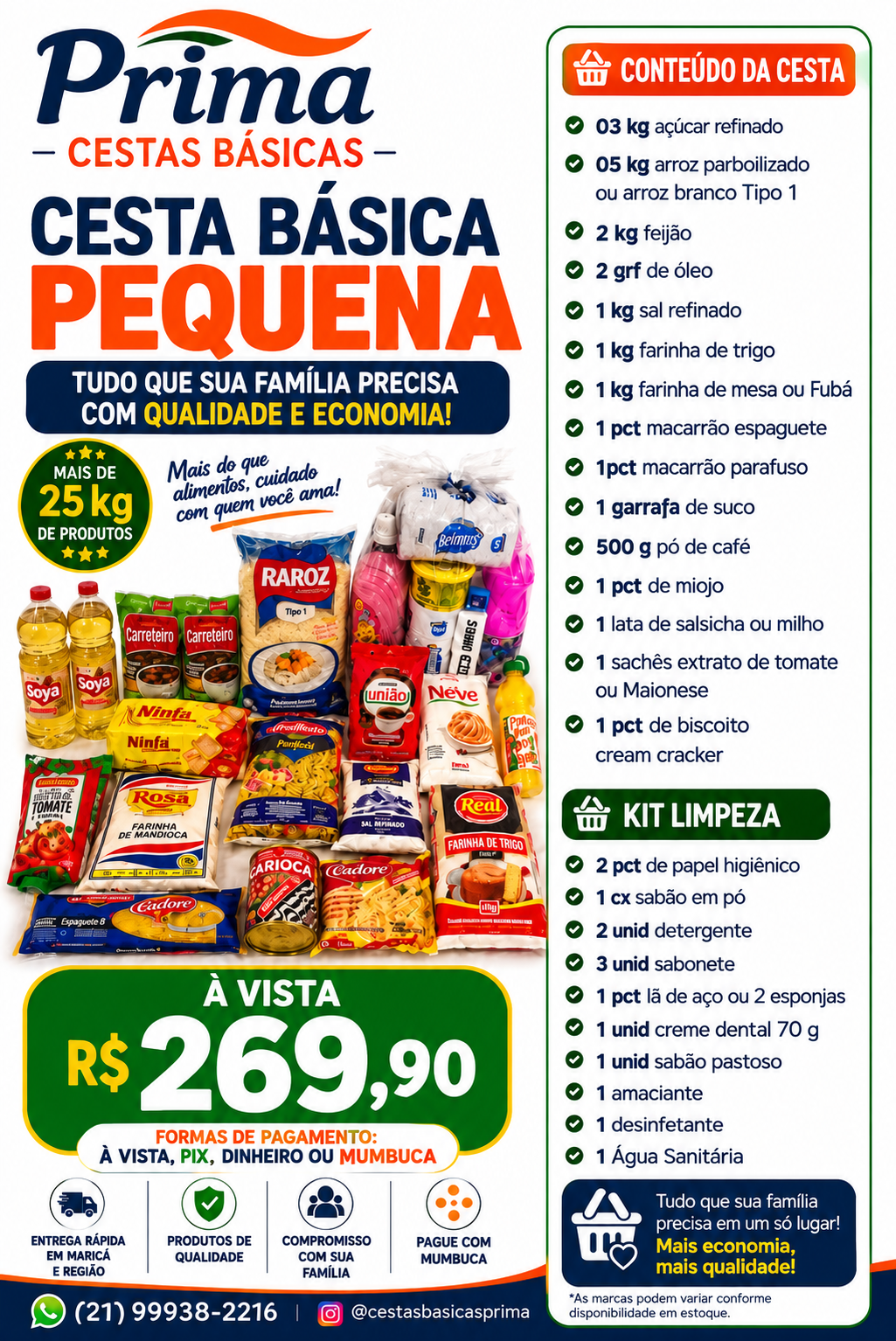 cesta básica pequena + kit limpeza cesta básica pequena + kit limpeza