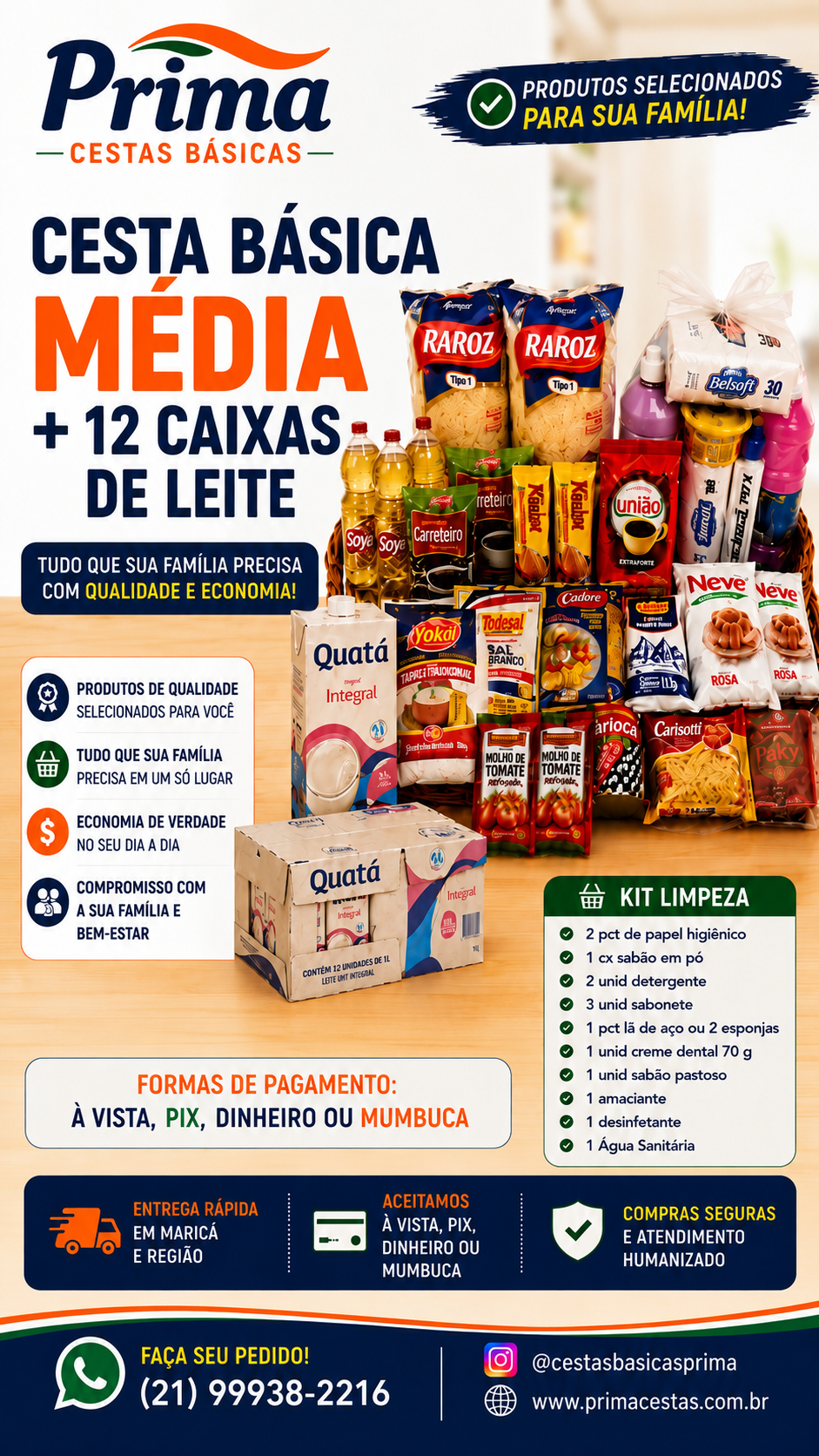 cesta bÁsica mÉdia + 12 caixas de leite cesta bÁsica mÉdia + 12 caixas de leite